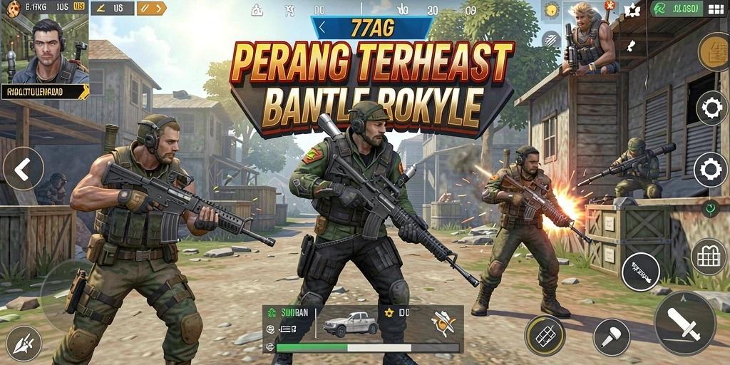 Screenshot gameplay 77AG menampilkan aksi seru dalam Battle Royale.