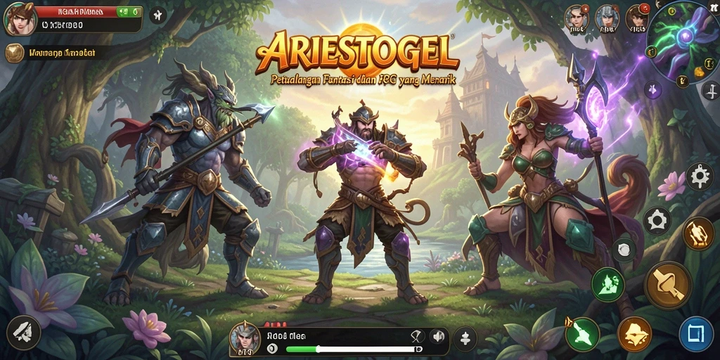 Tangkapan layar gameplay ARIESTOGEL yang menampilkan pertarungan seru dan eksplorasi dunia.