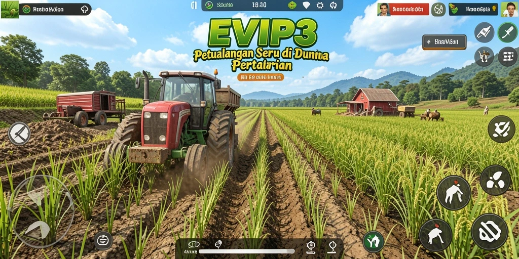 Tampilan gameplay seru dari EVIP3 di dunia pertanian.