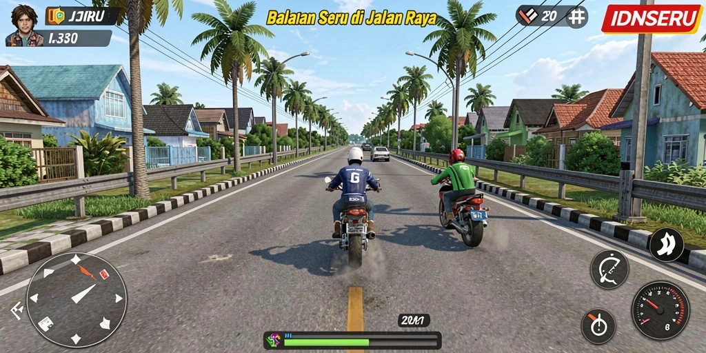 Gameplay seru saat balapan di trek yang menantang di IDNSERU.