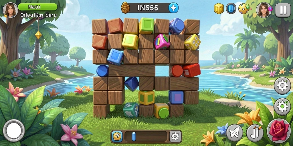 Tampilan screenshot INS55 menampilkan gameplay menantang dalam puzzle.