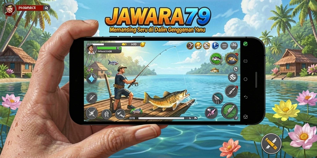 Gameplay memancing seru di JAWARA79 dengan beragam ikan dan lokasi.