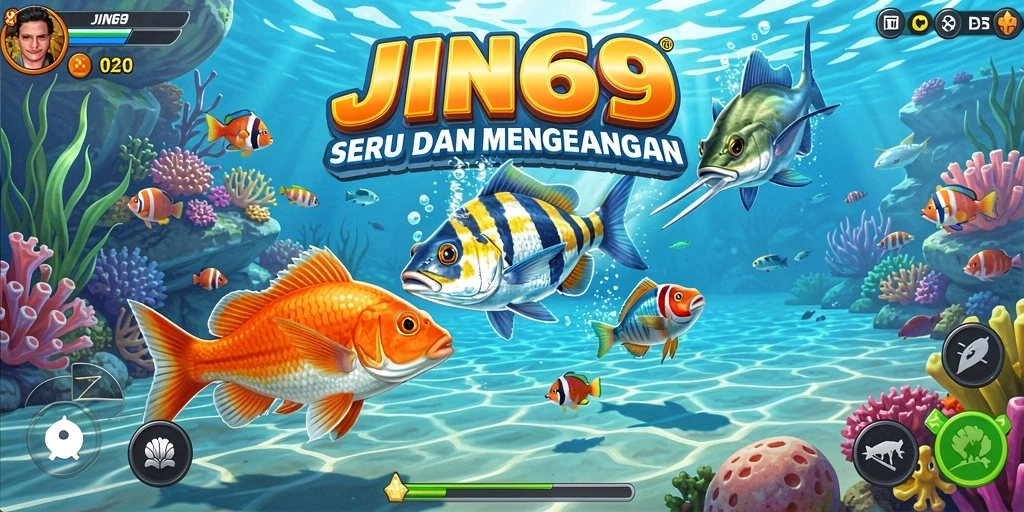 Gameplay JIN69 menampilkan aksi menembak ikan yang seru dan mendebarkan.