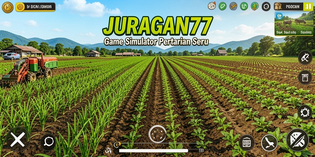 Screenshot gameplay JURAGAN77 yang menunjukkan kebun yang indah dan aktif.