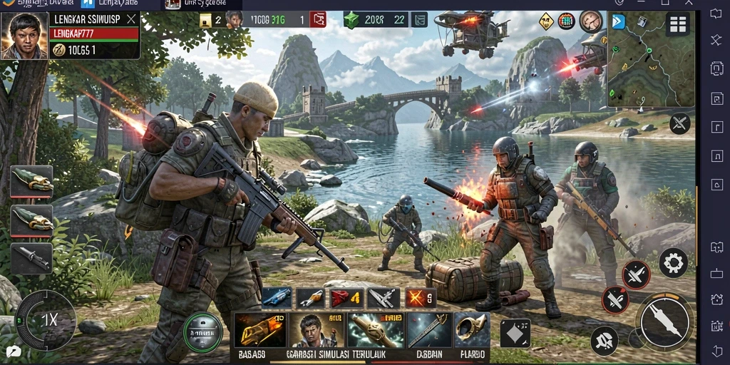 Screenshot dari gameplay LENGKAP777 yang memperlihatkan pertempuran strategis.