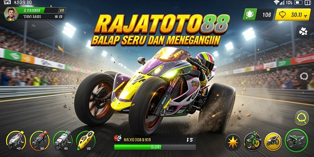 Tampilan gameplay balap yang seru di RAJATOTO88.