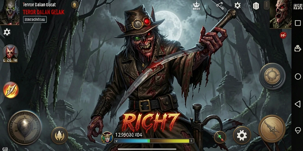 Tampilan menakutkan dari gameplay RICH7 yang penuh ketegangan.