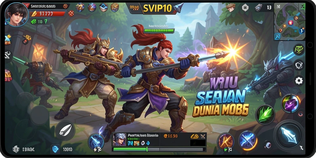 Screenshot gameplay SVIP10 dengan aksi seru dalam pertarungan MOBA.