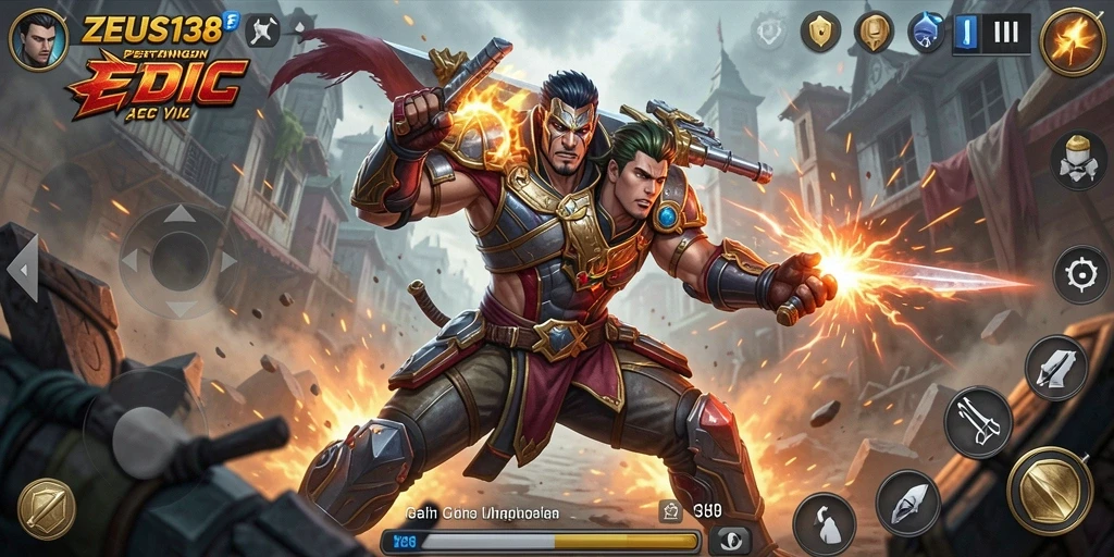 Screenshot gameplay ZEUS138 menampilkan aksi pertempuran yang intens.